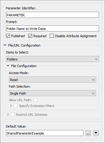 The filled-out parameter section
